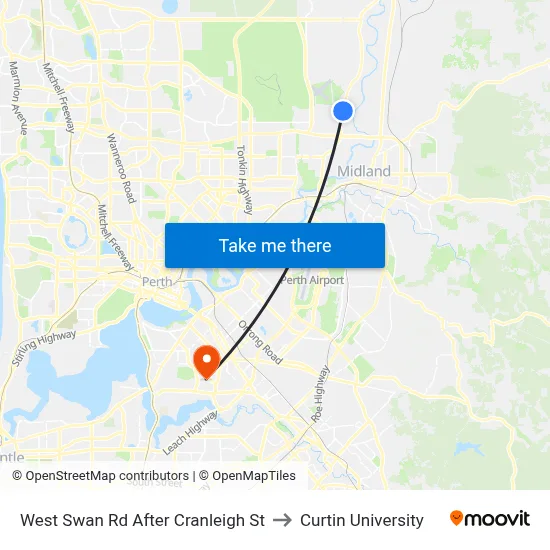 West Swan Rd After Cranleigh St to Curtin University map
