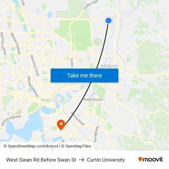 West Swan Rd Before Swan St to Curtin University map