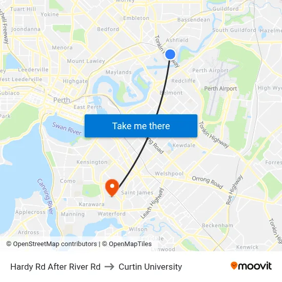 Hardy Rd After River Rd to Curtin University map
