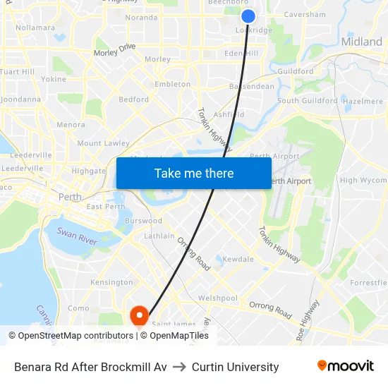 Benara Rd After Brockmill Av to Curtin University map