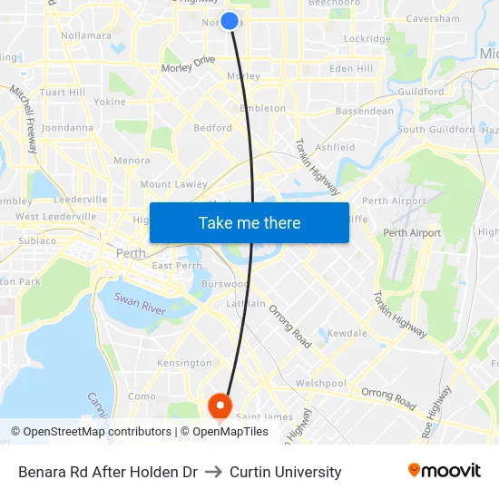 Benara Rd After Holden Dr to Curtin University map