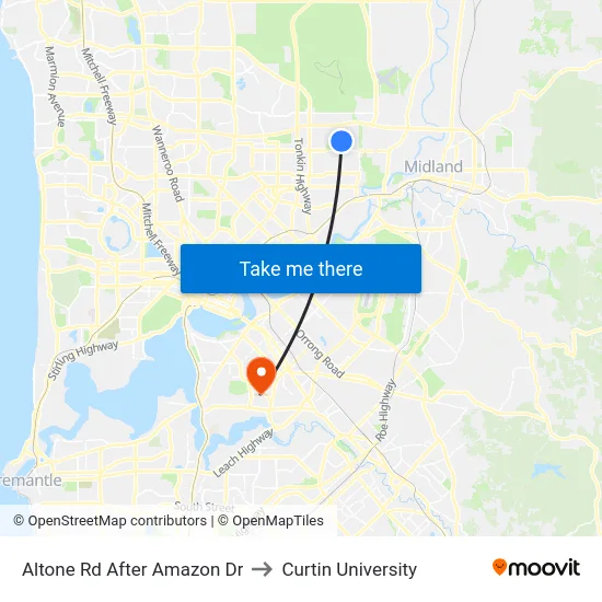 Altone Rd After Amazon Dr to Curtin University map