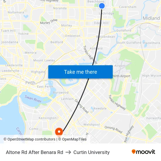 Altone Rd After Benara Rd to Curtin University map