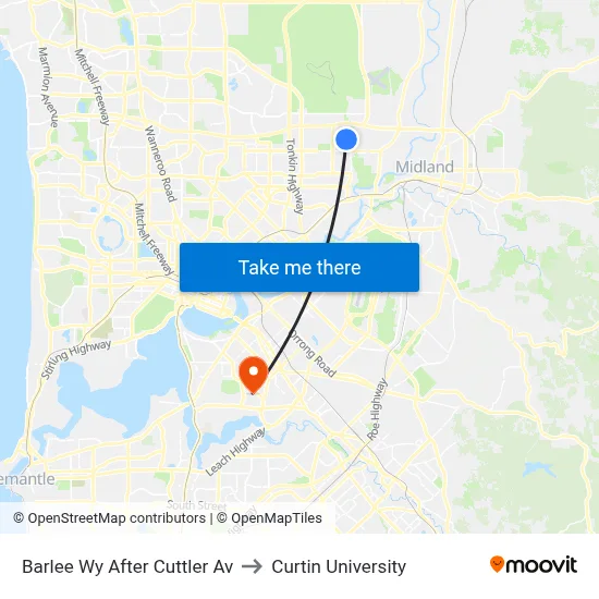 Barlee Wy After Cuttler Av to Curtin University map