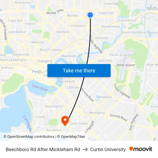 Beechboro Rd After Mickleham Rd to Curtin University map