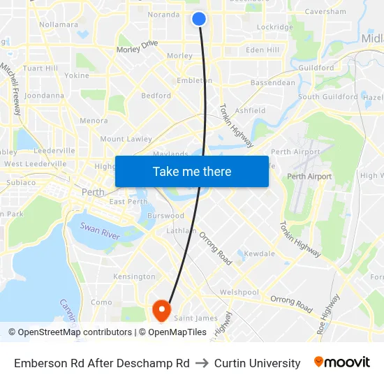 Emberson Rd After Deschamp Rd to Curtin University map