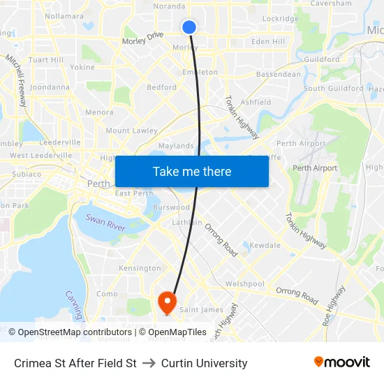 Crimea St After Field St to Curtin University map