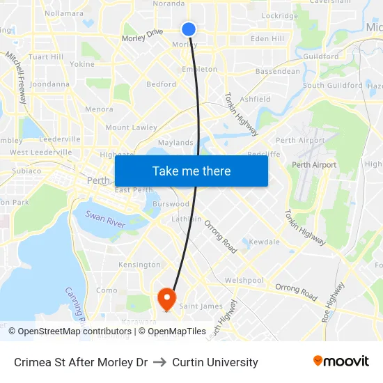 Crimea St After Morley Dr to Curtin University map