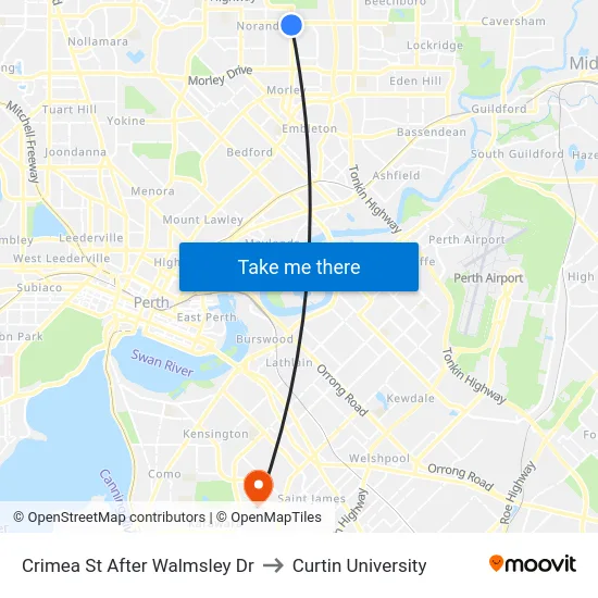 Crimea St After Walmsley Dr to Curtin University map