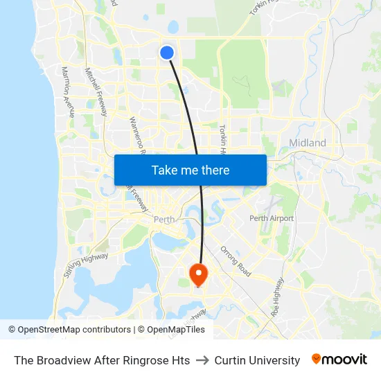 The Broadview   After Ringrose Hts to Curtin University map