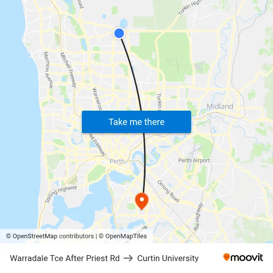 Warradale Tce After Priest Rd to Curtin University map