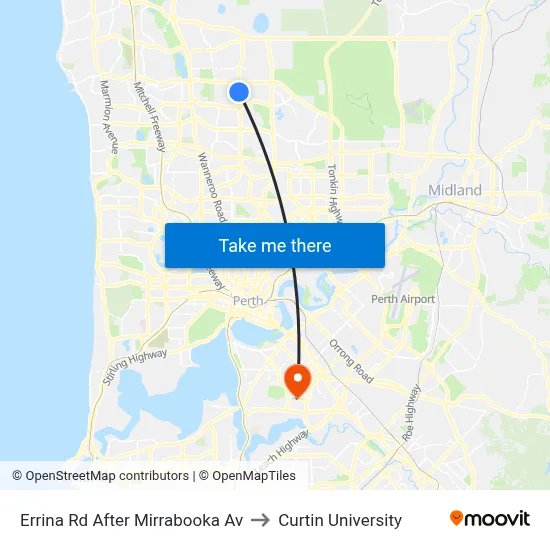 Errina Rd After Mirrabooka Av to Curtin University map