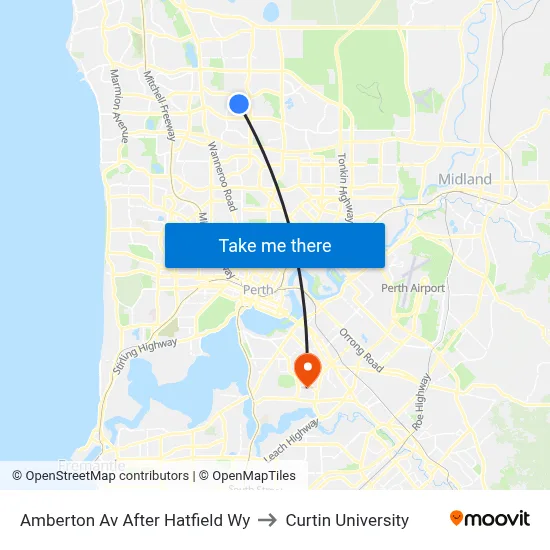 Amberton Av After Hatfield Wy to Curtin University map