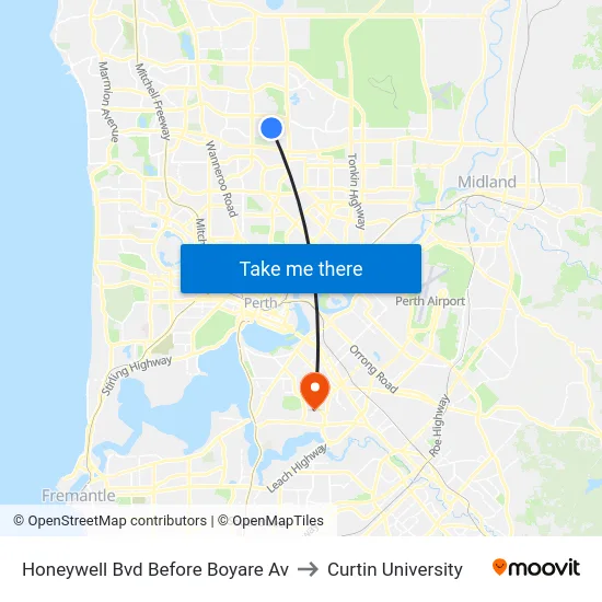 Honeywell Bvd Before Boyare Av to Curtin University map