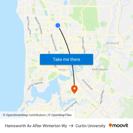 Hainsworth Av After Winterton Wy to Curtin University map