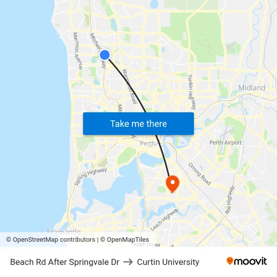 Beach Rd After Springvale Dr to Curtin University map