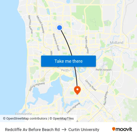 Redcliffe Av Before Beach Rd to Curtin University map