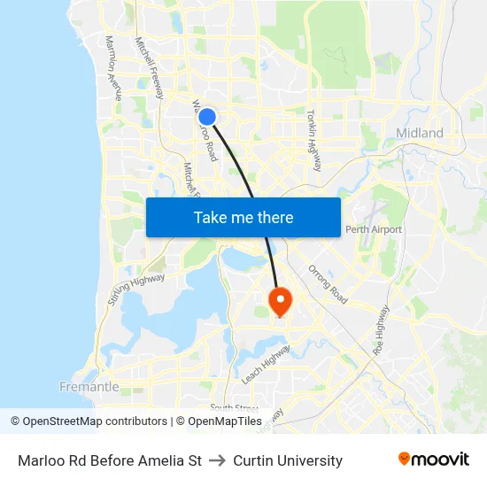Marloo Rd Before Amelia St to Curtin University map