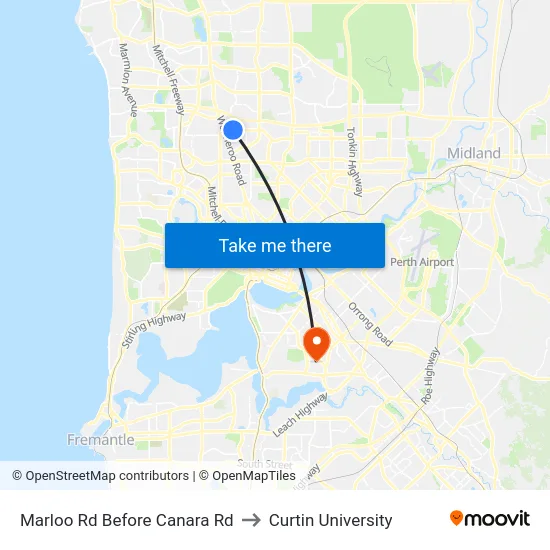 Marloo Rd Before Canara Rd to Curtin University map
