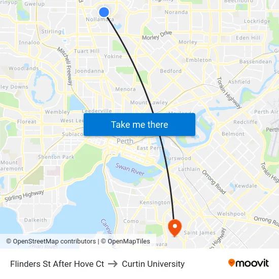 Flinders St After Hove Ct to Curtin University map