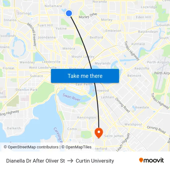 Dianella Dr After Oliver St to Curtin University map