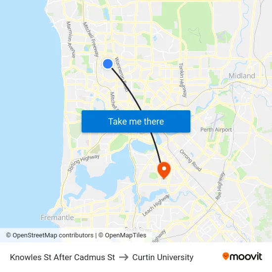 Knowles St After Cadmus St to Curtin University map