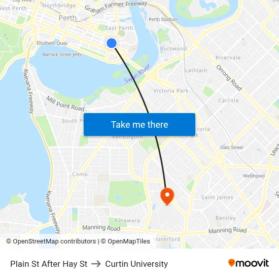 Plain St After Hay St to Curtin University map