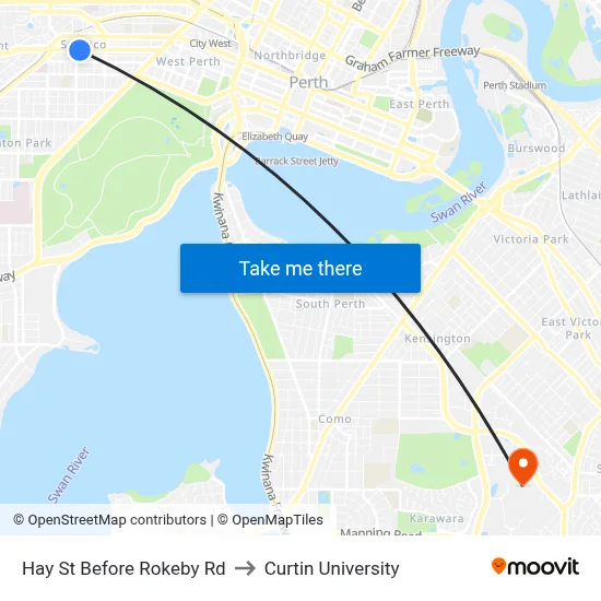 Hay St Before Rokeby Rd to Curtin University map
