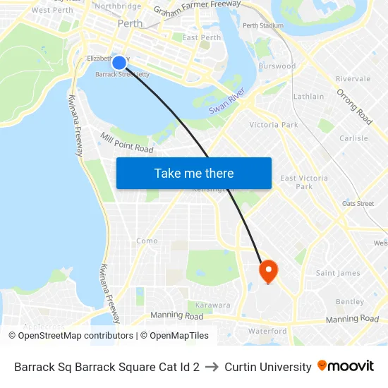 Barrack Sq Barrack Square Cat Id 2 to Curtin University map