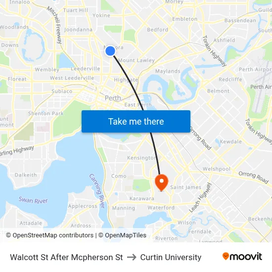 Walcott St After Mcpherson St to Curtin University map