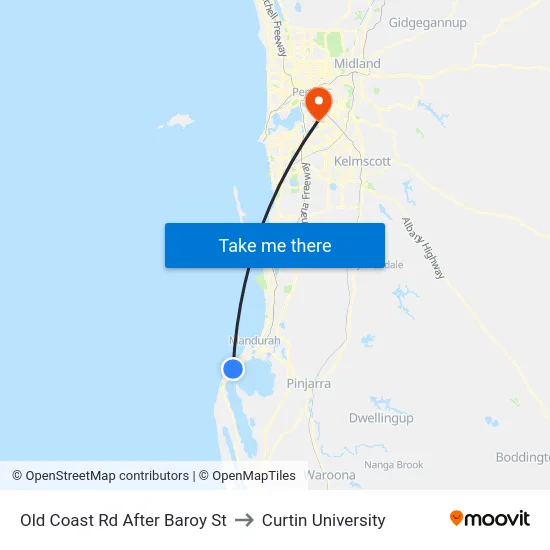 Old Coast Rd After Baroy St to Curtin University map