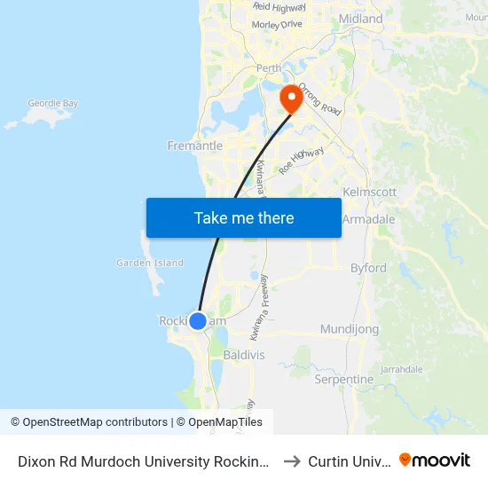 Dixon Rd Murdoch University Rockingham Campus to Curtin University map
