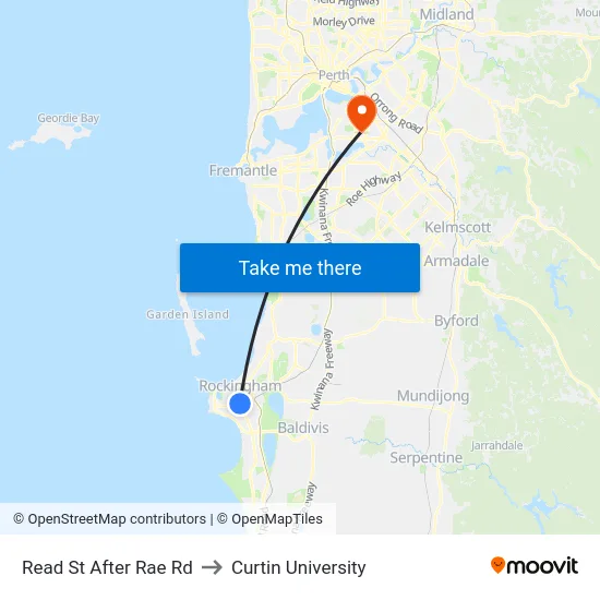 Read St After Rae Rd to Curtin University map