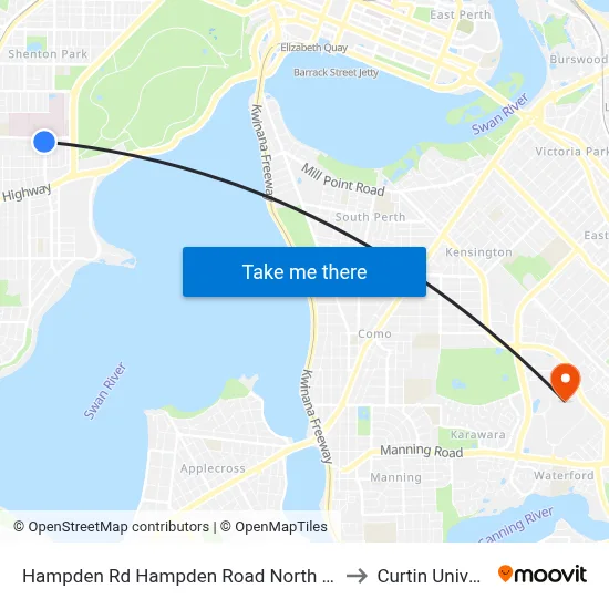 Hampden Rd Hampden Road North Cat Id 130 to Curtin University map