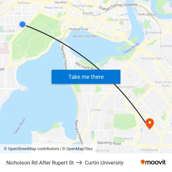 Nicholson Rd After Rupert St to Curtin University map