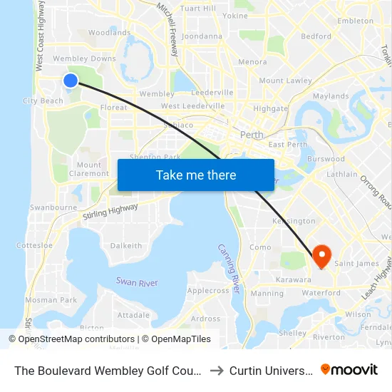 The Boulevard   Wembley Golf Course to Curtin University map