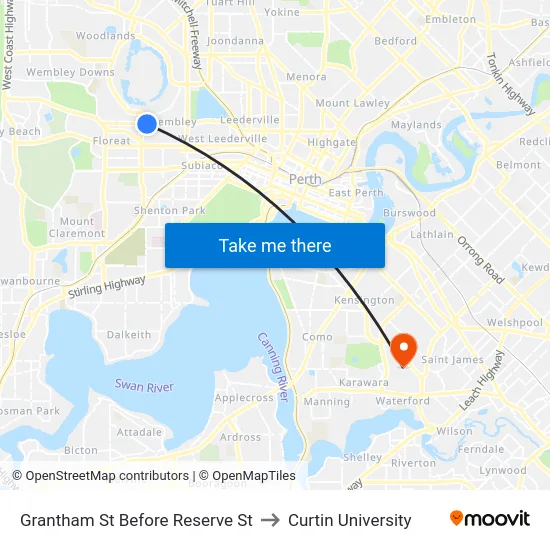 Grantham St Before Reserve St to Curtin University map