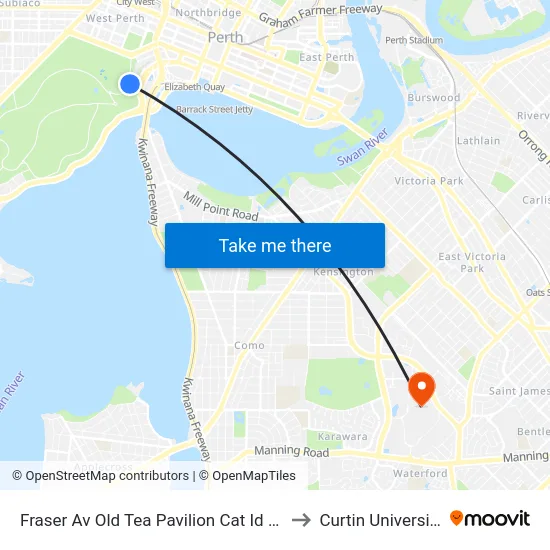 Fraser Av Old Tea Pavilion Cat Id 25 to Curtin University map