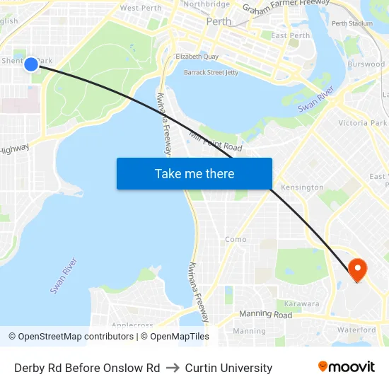 Derby Rd Before Onslow Rd to Curtin University map
