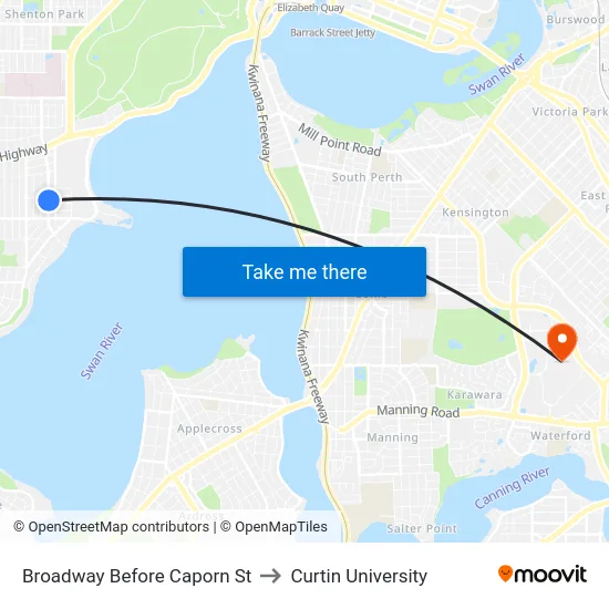 Broadway   Before Caporn St to Curtin University map