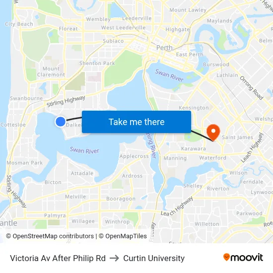 Victoria Av After Philip Rd to Curtin University map