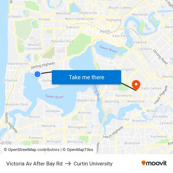 Victoria Av After Bay Rd to Curtin University map