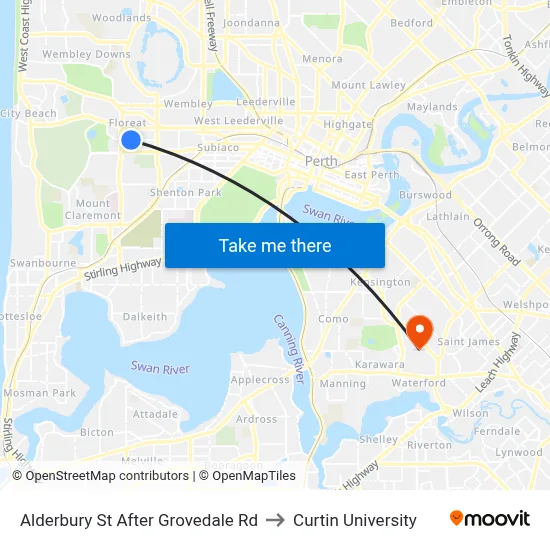 Alderbury St After Grovedale Rd to Curtin University map