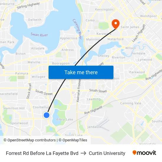 Forrest Rd Before La Fayette Bvd to Curtin University map