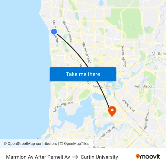 Marmion Av After Parnell Av to Curtin University map