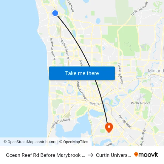Ocean Reef Rd Before Marybrook Rd to Curtin University map