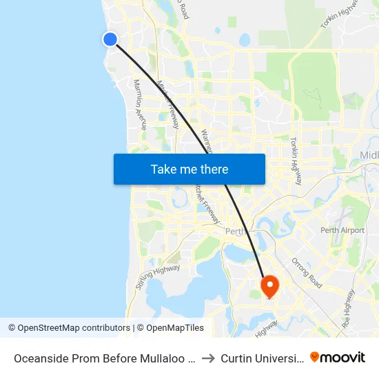Oceanside Prom Before Mullaloo Dr to Curtin University map