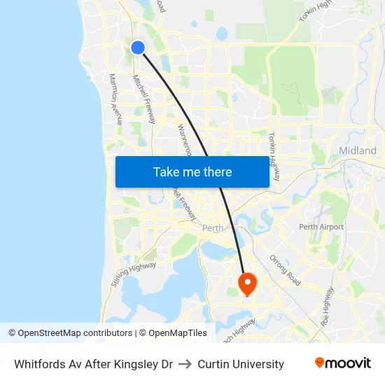 Whitfords Av After Kingsley Dr to Curtin University map