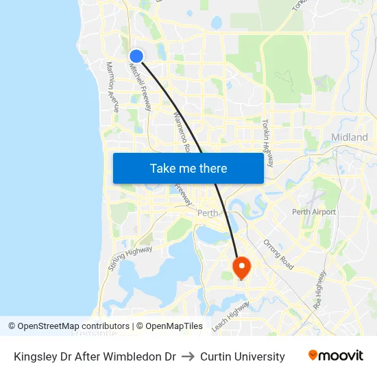 Kingsley Dr After Wimbledon Dr to Curtin University map