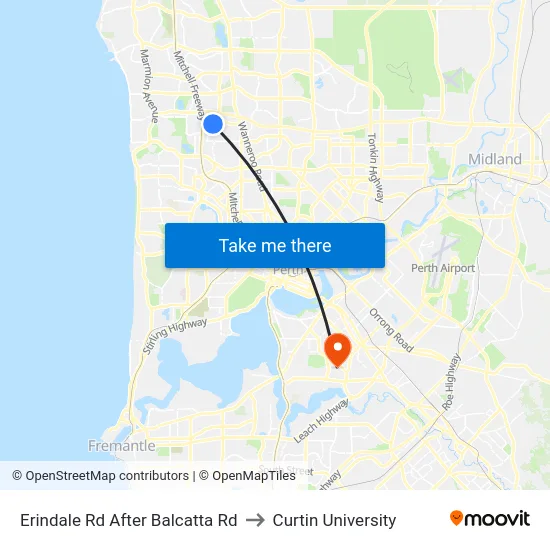 Erindale Rd After Balcatta Rd to Curtin University map